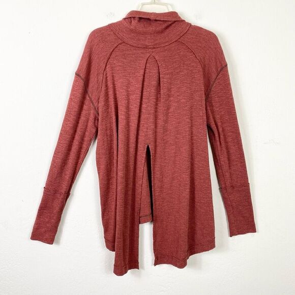 We the Free People Rust Orange Split Back Turtleneck Sweater Size L - Picture 3 of 7